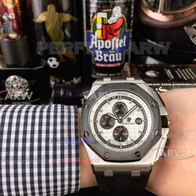 Perfect Replica Audemars Piguet Royal Oak Offshore Automatic Watch SS White Face